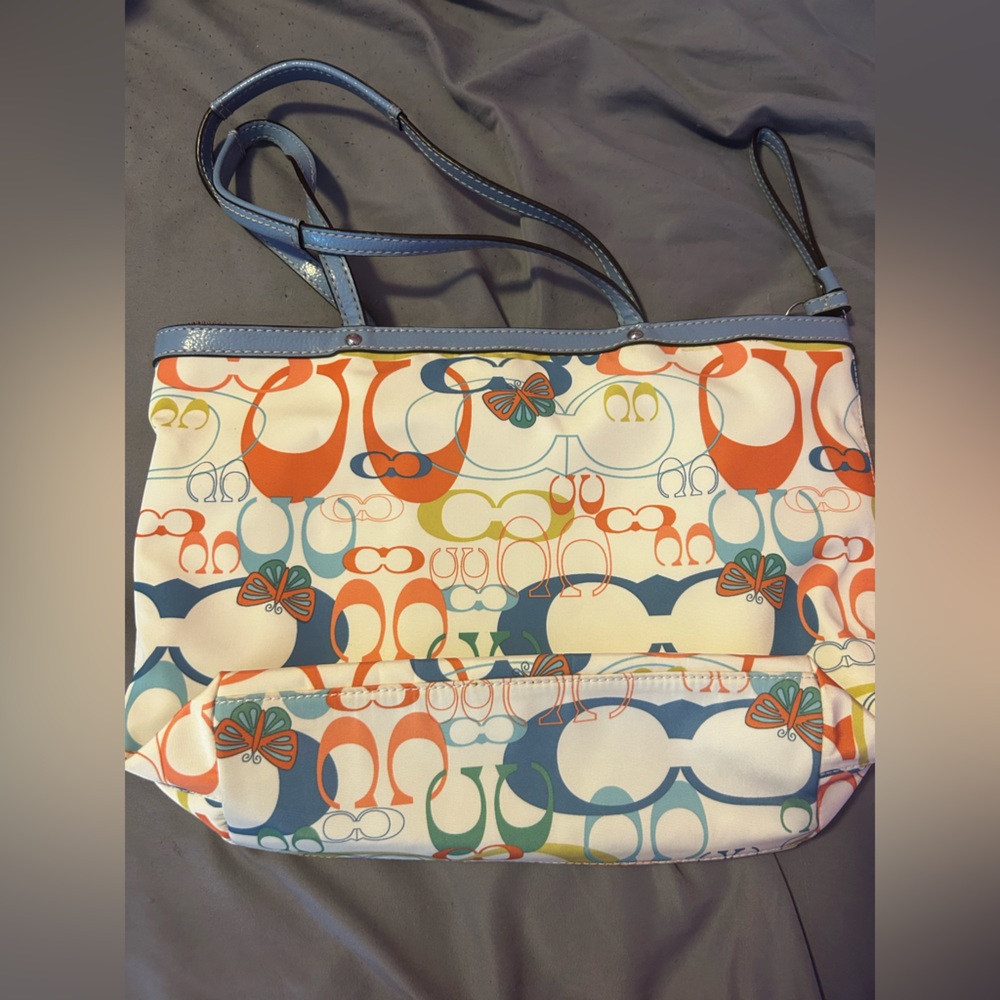 Coach white and colorful coach bag